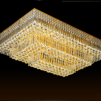 Plafonnier LED de salon classique de luxe nordique, lumière rectangulaire en cristal multi-tailles avec alimentation CA