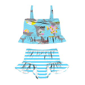 YZA-022 Traje de baño de verano para niñas pequeñas, traje de baño a rayas sin mangas, traje de dos piezas, bikini de playa - Product Image 2