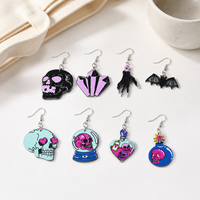 Boucles d'oreilles fantôme et citrouille d'Halloween, petites, noires et blanches, à long crochet, amusantes et effrayantes, bijoux d'oreille de festival pour femmes