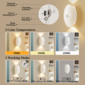 Luci Notturne Wireless con Sensore <span class=keywords><strong>di</strong></span> Movimento, Lampade da Parete LED Ricaricabili USB per Casa, Camera da Letto e Comodino - Product Image 4