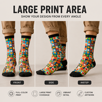 Chaussettes de sport personnalisées Mushafier OEM pour adultes, chaussettes d'automne à col ras du cou – Sans couture, respirantes, séchage rapide, absorbant la transpiration, résistantes aux déchirures, chaussettes numériques