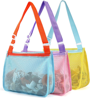 Sac de plage léger en maille avec bandoulière réglable, sac de rangement pour coquillages et jouets pour enfants, idéal pour les voyages à la plage