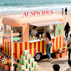 รถขายอาหารเคลื่อนที่อเนกประสงค์กลางแจ้ง สแตนเลส สำหรับขายฮอทดอก ขนมหวาน ไอศกรีม และของว่างต่างๆ - Product Image 1