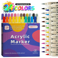 Marqueurs acryliques à pointe souple 48 couleurs, spécifiques aux étudiants, non toxiques, lavables, stylos de peinture imperméables