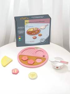 Strawberry <strong>Lunch</strong> Play <strong>Set</strong> Wooden Pretend Play Food <strong>Set</strong>, Simulation Partition Plate Meal Toy for Kids Role Play - Product Image 1