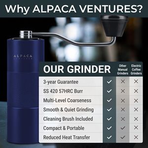 เครื่องบดกาแฟมือหมุน Alpaca Ventures สแตนเลสสตีล แบบกรวยปรับระดับได้ ความจุ 25 กรัม ดีไซน์มินิมอล - Product Image 6