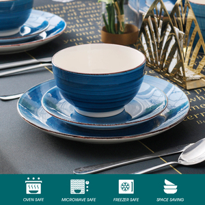 Vancasso 16 Pcs Vente en gros Ensembles <span class=keywords><strong>de</strong></span> vaisselle en céramique peinte à la main avec assiette à dîner Assiette à dessert Bol à soupe Tasse <span class=keywords><strong>Service</strong></span> en stock pour 4 - Product Image 5