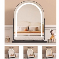 Miroir de maquillage électronique LED avec interrupteur tactile, miroir de maquillage sur pied, cadre en métal, verre personnalisé, cosmétique de bureau