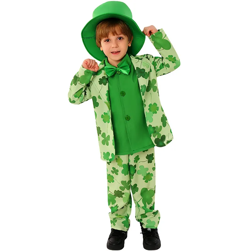 カーニバルパレード衣装アイルランドの聖パトリックのラッキーレプラコーンファンシースーツ聖パトリックの日コスチューム男の子用