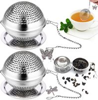 Infuseur à thé réutilisable et écologique en acier inoxydable argent/or 52 mm avec fermoir de verrouillage, filtre à mailles et chaîne portable pour la maison