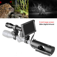 Kamera berburu perangkat penglihatan malam, monokuler 200 yard Digital IR teleskop perbesaran optik dengan layar 5 "perekam Video kamera berburu