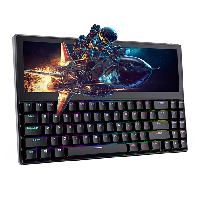K2 USB Mechanical Slim Gaming Keyboard with 12.6" Touchscreen Split Screen Keyboard for Windows Mac Android