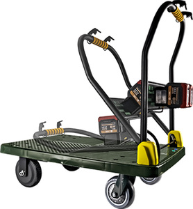 Yellow 60*90cm Electric Transport Warehouse Hand Truck Battery Powered Trolley Motor <strong>Platform</strong> Heavy Duty Trolleys - Product Image 6