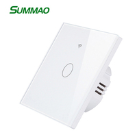 Saklar WiFi Alexa dan Google, sakelar cerdas lampu LED Panel kaca sentuh OEM pengiriman cepat