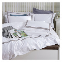 SANHOO Hôtellerie Textile – Parure de lit brodée 100 % coton, 800 fils, pour lits Queen Size