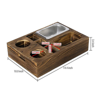 Organisateur d'accoudoir de canapé en bois de pin carbonisé moderne, support de télécommande et plateau à collation pour rangement de salon