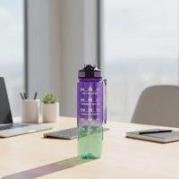 Bouteille d'eau de sport sans BPA de 32 oz (1 L) avec marqueur de temps, paille à boire directe, filtre à tamis pour la salle de sport et le fitness