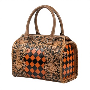 Bolsa de Viaje Deportiva de Cuero Genuino con Diseño a Cuadros, Hecha a Mano, de Lujo, Informal, Resistente al Agua - Product Image 2