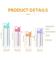 Bouteille d'eau pour enfants personnalisée de 600 ml (20 oz) sans BPA, en Tritan, avec paille, anti-fuite, motif de dessin animé mignon, portable, pour l'école