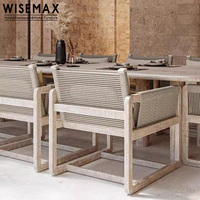 Meubles WISEMAX, style nordique, meubles d'extérieur, table à manger en teck simple, chaise de jardin faite à la main, fauteuil de détente pour cour