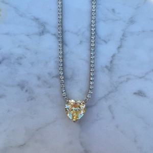 Chaîne de tennis en acier inoxydable plaqué or 18 carats avec zircon Collier ras de cou en cristal et cœur carré goutte d'eau - Product Image 6