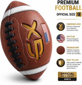 Pallone da Football Americano GX Misura Ufficiale 9, <span class=keywords><strong>Serie</strong></span> 2000 Premium in Pelle GST, Palla da Allenamento Pro Grip 13,76 oz per Scuole Superiori e Università - Product Image 2
