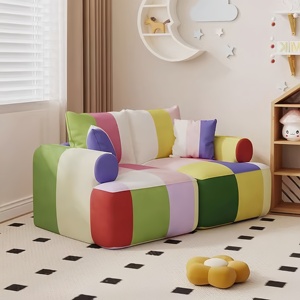 <span class=keywords><strong>Divano</strong></span> Piccolo in Tessuto Colorato per Angolo Lettura Bambini, Imbottito Morbido <span class=keywords><strong>con</strong></span> Riempimento in Spugna per Appartamento e Villa - Product Image 1