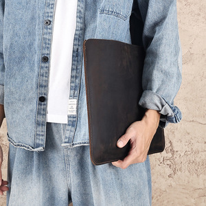 Genuine <b>Leather</b> <b>Laptop</b> <b>Sleeve</b> 15 Inch Wear Resistant Classic Style For Men Solid Color - Product Image 4