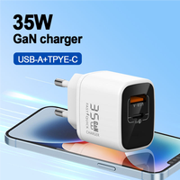 Chargeur mural USB C, adaptateur secteur double port Gan 35W durable, bloc de charge rapide double pour iPhone 13/14/15/16