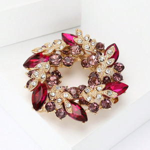 เข็มกลัดรูปพวงมาลัยดอกไม้ประดับคริสตัลวิบวับสุดหรูสำหรับผู้หญิง เข็มกลัดแบบติดเสื้อผ้า เครื่องประดับลำลอง ของขวัญ - Product Image 4