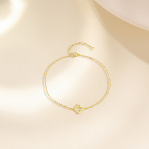 กำไลข้อมือเงินแท้ 925 ลายโคลเวอร์สุดฮิต ขายดี นำโชค - Product Image 2
