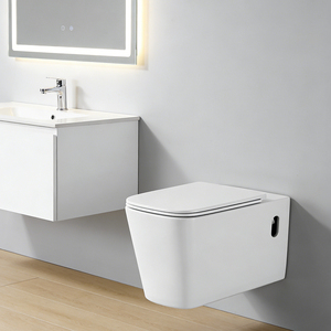 Nouvel Arrivage <span class=keywords><strong>WC</strong></span> Mural Moderne Allongé Deux Pièces à Siphon en P, Céramique Blanche, à Chasse Directe, Sans Revers, Facile à Nettoyer - Product Image 1