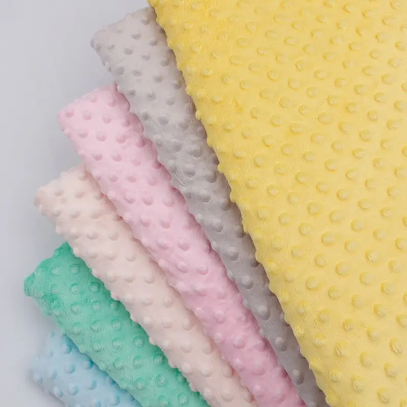 Chinese factory popular pattern polka dot minky super soft minky dot velvet fabric for baby blanket