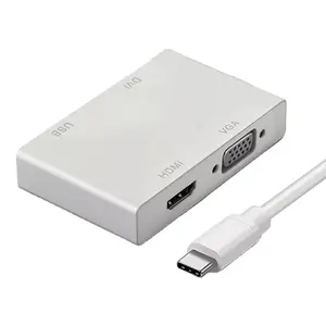 4 in 1 USB 3.1 USB-C tipe-c ke DVI HDTV VGA USB 3.0 kabel adaptor untuk Samsung Galaxy S9 untuk Apple MacBook Lenovo ponsel komputer