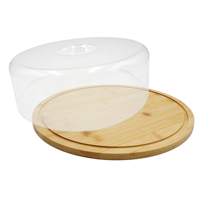 Tagliere Rotondo in Bambù 28 Cm con Coperchio Trasparente per Uso in Cucina - Product Image 3