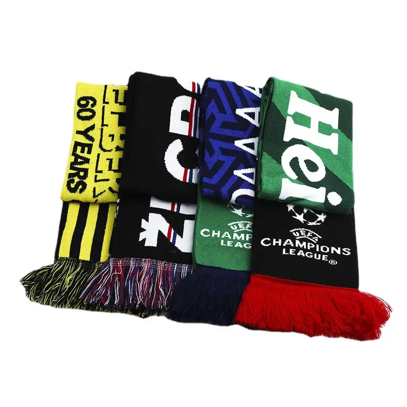 人気の最新デザイン高品質プリント冬レッドスカーフスポーツサッカー非周期ニットファンサッカースカーフ