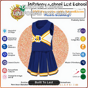 Servicio OEM, Conjuntos de Uniformes de Porristas Personalizados para Niñas, Sublimados, de Poliéster/Algodón, Impresión por Transferencia de Calor, para Club Escolar, Final de Porristas - Product Image 2