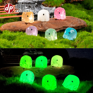 Ornement d'éléphant miniature en résine, qui brille dans le noir, décoration de bureau et de jardin, forme d'animal colorée, pour usage intérieur et extérieur - Product Image 2