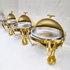 Calentador de Alimentos Buffet para Restaurante de Hotel de Lujo Dorado, Recipiente para Calentar Alimentos con Vapor, 9L, Eficiencia Energética A++, para Banquetes de <span class=keywords><strong>Boda</strong></span> y <span class=keywords><strong>Catering</strong></span> - Product Image 4