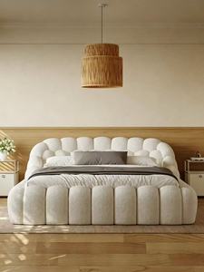 Base de Cama Moderna de Lujo con Diseño de Burbujas, Tapizada en Bouclé Crema Premium, Tamaño King, Muebles Modulares Suaves y Minimalistas - Product Image 6
