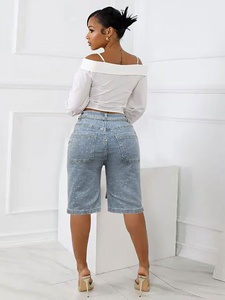 Pantaloni Estivi Eleganti 2026 da Donna Taglia S-2XL, <span class=keywords><strong>Jeans</strong></span> <span class=keywords><strong>in</strong></span> Denim <span class=keywords><strong>con</strong></span> Diamanti a Lunghezza Media - Product Image 2