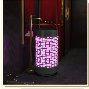 Lavabo a colonna autoportante in acciaio inossidabile illuminato <span class=keywords><strong>di</strong></span> alta gamma, personalizzato, in stile cinese moderno, per hotel, bar e bagni - Product Image 6