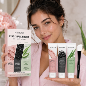 Label privé Masque facial Set de 4 pièces Masques à l'argile Peel-Off Set de masques nettoyants à la boue et aux pores pour le <span class=keywords><strong>visage</strong></span> - Product Image 1