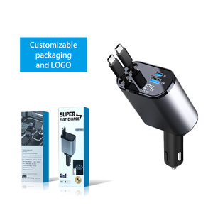 Cargador rápido de coche <span class=keywords><strong>4</strong></span> en 1 para teléfono y cables retráctiles tipo C y cargador de coche retráctil de <span class=keywords><strong>2</strong></span> puertos de carga - Product Image 3