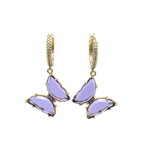 Vente chaude papillon Boucle D'oreille Micro Strass Boucle D'oreille Bijoux Avec Véritable Or Cuivre pour les Femmes - Product Image 2