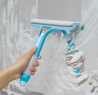 Essuie-glace de nettoyage de vitres double face en plastique écologique trois en un avec raclette TPR pour miroir et verre domestiques