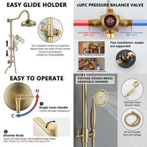Cross-border 8inch Concealed Dual-Function Copper Plumbing Pipe Handheld Adjustable <b>Shower</b> Head Adjustable Chrome Matte Black BX - Product Image 4