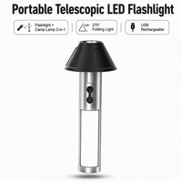 Lámpara de Camping LED Telescópica de 4 Etapas 270 °   Linterna trípode plegable 2 en 1, lámpara para tienda de campaña recargable por USB para exteriores