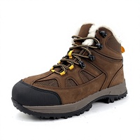 Chaussures de sécurité montantes pour hommes, doublées polaire, antistatiques, en cuir de vachette, résistantes aux chocs et anti-perforation, pour l'hiver