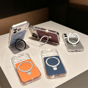Coque de téléphone transparente avec support métallique pliable pour iPhone 18 17 16 15 14 13 Pro Max, protection intégrale antichoc - Product Image 2